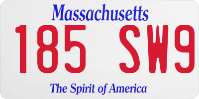 MA license plate 185SW9