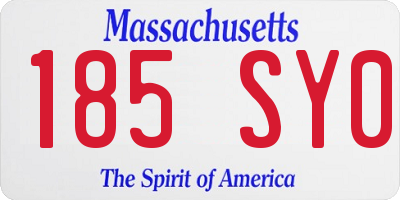 MA license plate 185SY0