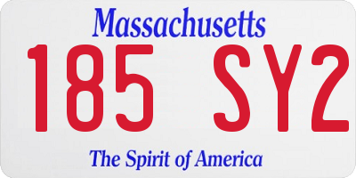 MA license plate 185SY2