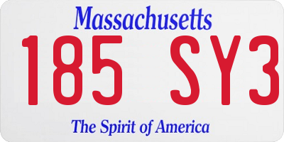 MA license plate 185SY3