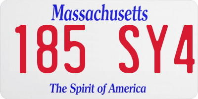 MA license plate 185SY4