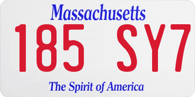 MA license plate 185SY7