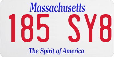 MA license plate 185SY8