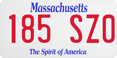 MA license plate 185SZ0