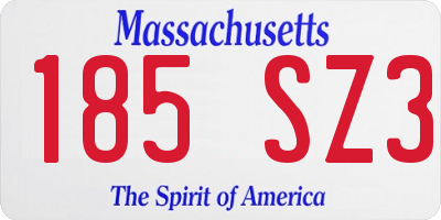 MA license plate 185SZ3