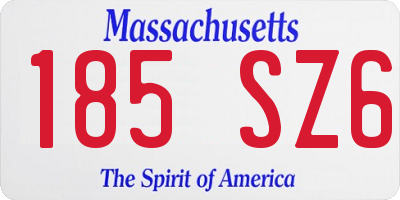 MA license plate 185SZ6
