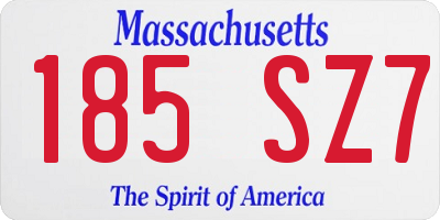 MA license plate 185SZ7