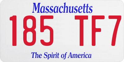 MA license plate 185TF7