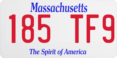 MA license plate 185TF9