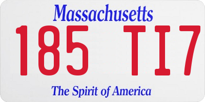 MA license plate 185TI7