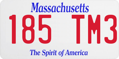 MA license plate 185TM3