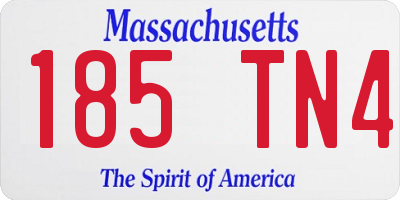 MA license plate 185TN4