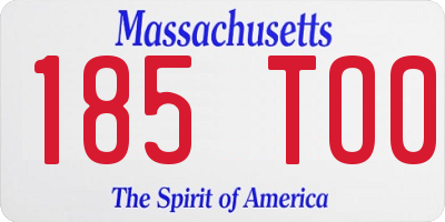 MA license plate 185TO0