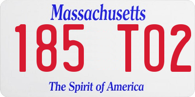 MA license plate 185TO2