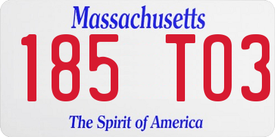 MA license plate 185TO3