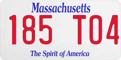 MA license plate 185TO4