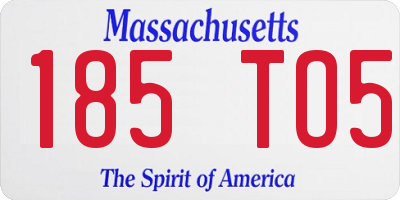 MA license plate 185TO5