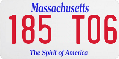 MA license plate 185TO6