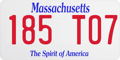 MA license plate 185TO7