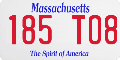 MA license plate 185TO8