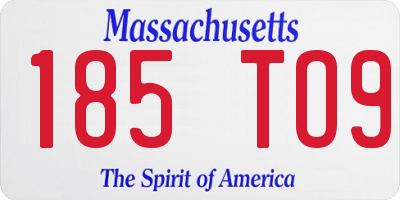 MA license plate 185TO9