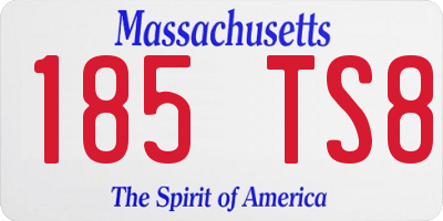 MA license plate 185TS8