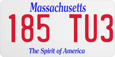 MA license plate 185TU3