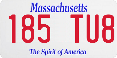 MA license plate 185TU8