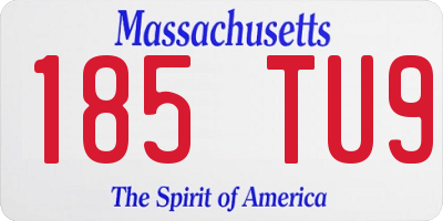 MA license plate 185TU9