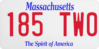 MA license plate 185TW0