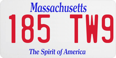 MA license plate 185TW9