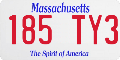 MA license plate 185TY3