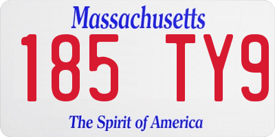 MA license plate 185TY9