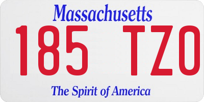 MA license plate 185TZ0