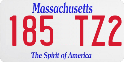 MA license plate 185TZ2