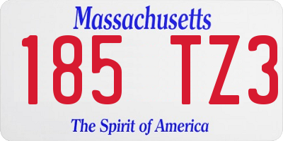 MA license plate 185TZ3