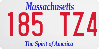 MA license plate 185TZ4
