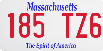 MA license plate 185TZ6