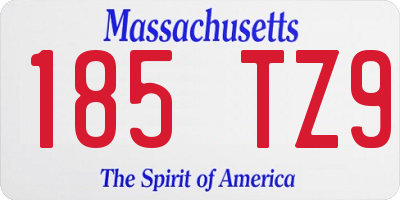 MA license plate 185TZ9