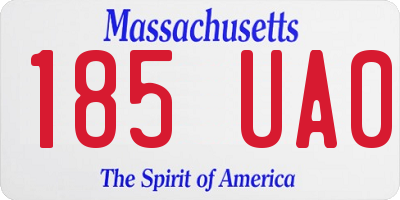 MA license plate 185UA0