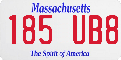 MA license plate 185UB8