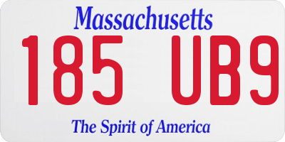 MA license plate 185UB9