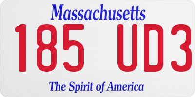 MA license plate 185UD3