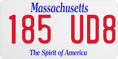 MA license plate 185UD8