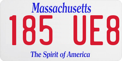 MA license plate 185UE8