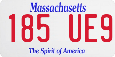 MA license plate 185UE9