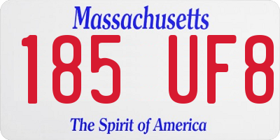 MA license plate 185UF8