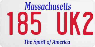 MA license plate 185UK2