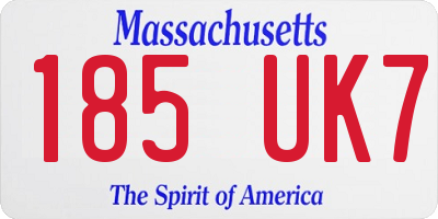 MA license plate 185UK7