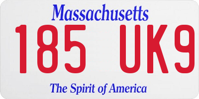 MA license plate 185UK9